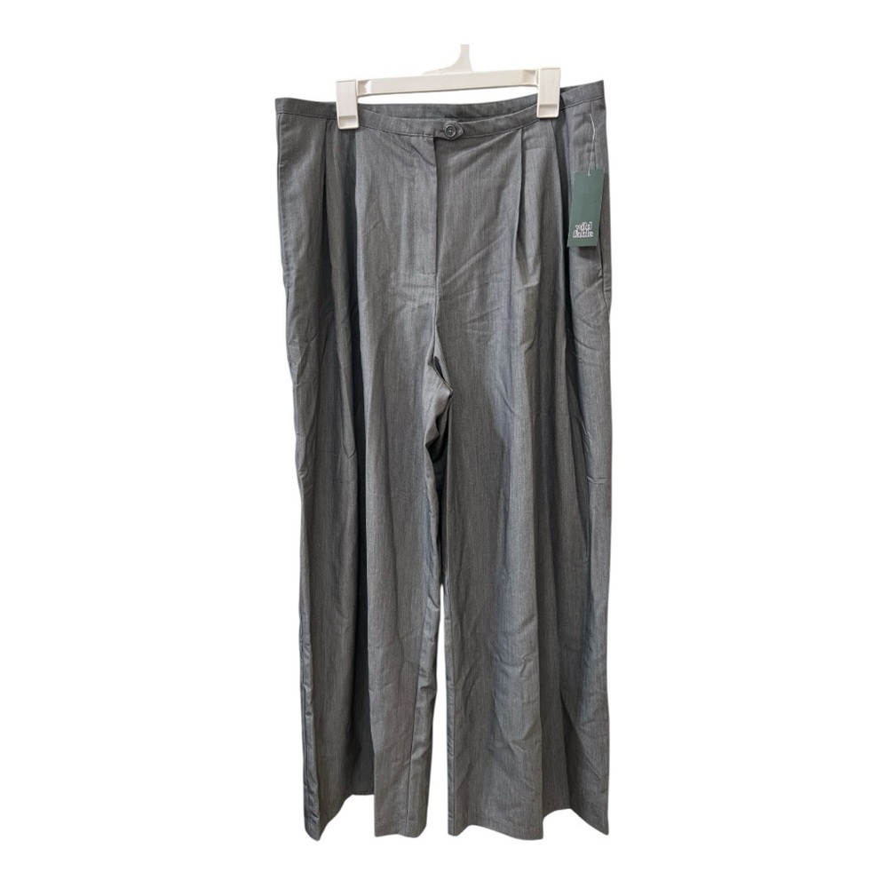 NWT Wild Fable Women's Gray Wide-Leg Pleated Pants Size L - Picture 2 of 7